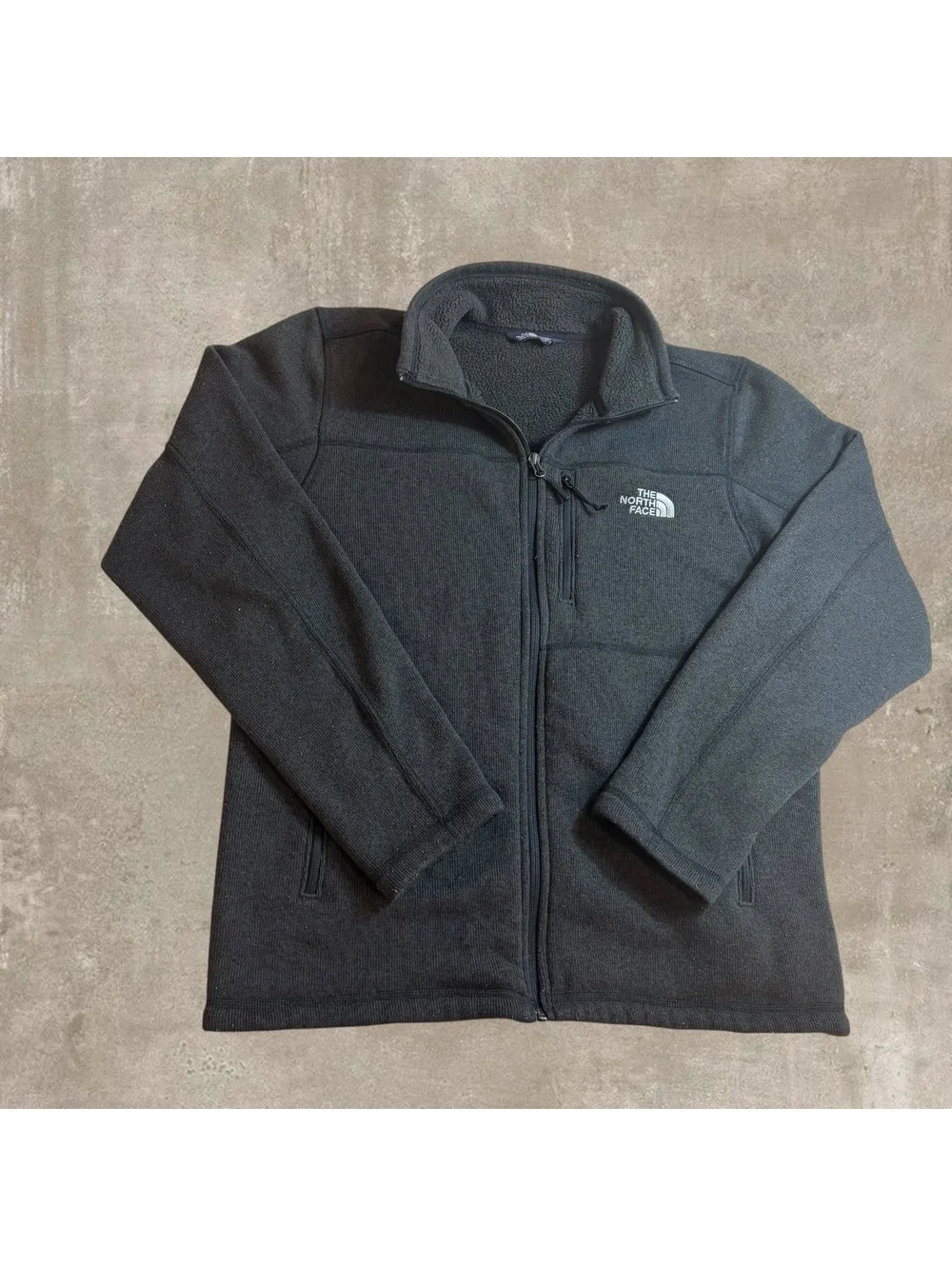The North Face Gordon Lyons Full Zip Black Fleece Sweater Jacket Sz L